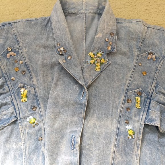 vintage 80s acid wash denim shirtdress topper🎈HOST PICK🎈 - Picture 4 of 15